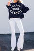 Classy Until Kickoff Chenille Letter Patch Drop Shoulder Crewneck Oversized Sweatshirt