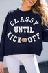 Classy Until Kickoff Chenille Letter Patch Drop Shoulder Crewneck Oversized Sweatshirt
