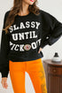 Classy Until Kickoff Chenille Letter Patch Drop Shoulder Crewneck Oversized Sweatshirt