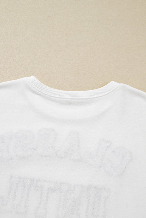 Classy Until Kickoff Chenille Letter Patch Drop Shoulder Crewneck Oversized Sweatshirt