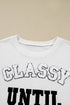 Classy Until Kickoff Chenille Letter Patch Drop Shoulder Crewneck Oversized Sweatshirt