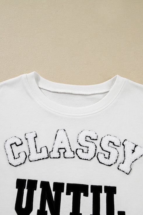 Classy Until Kickoff Graphic Long Sleeve Pullover Sweatshirt