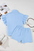 Coastal Breeze Ribbed Half Zip Ruffle Sleeve Lounge Set