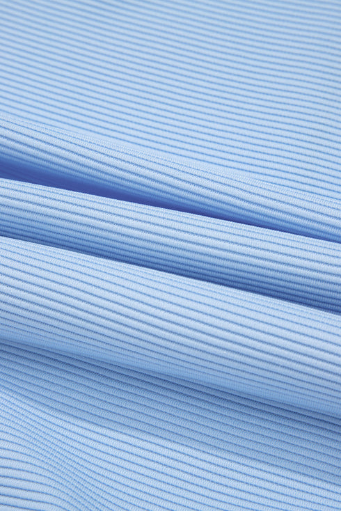 Coastal Breeze Ribbed Half Zip Ruffle Sleeve Lounge Set