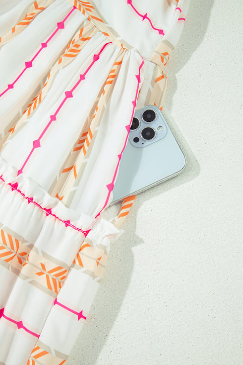 Coastal Breeze Ruffled Bohemian Dress