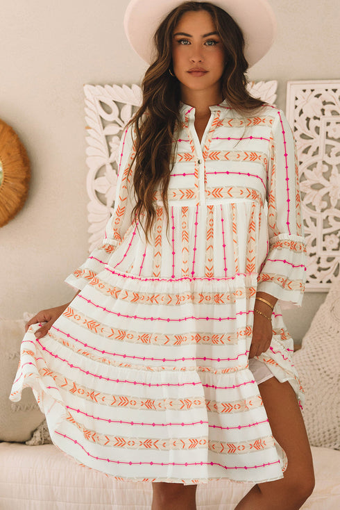 Coastal Breeze Ruffled Bohemian Dress