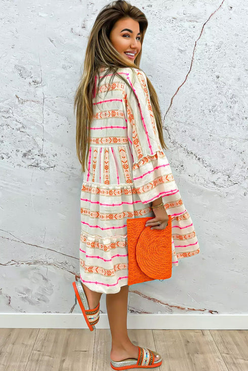 Coastal Breeze Ruffled Bohemian Dress