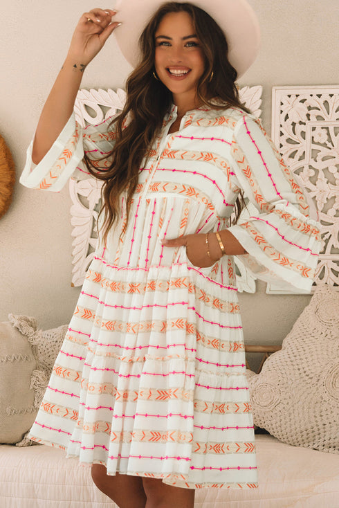 Coastal Breeze Ruffled Bohemian Dress