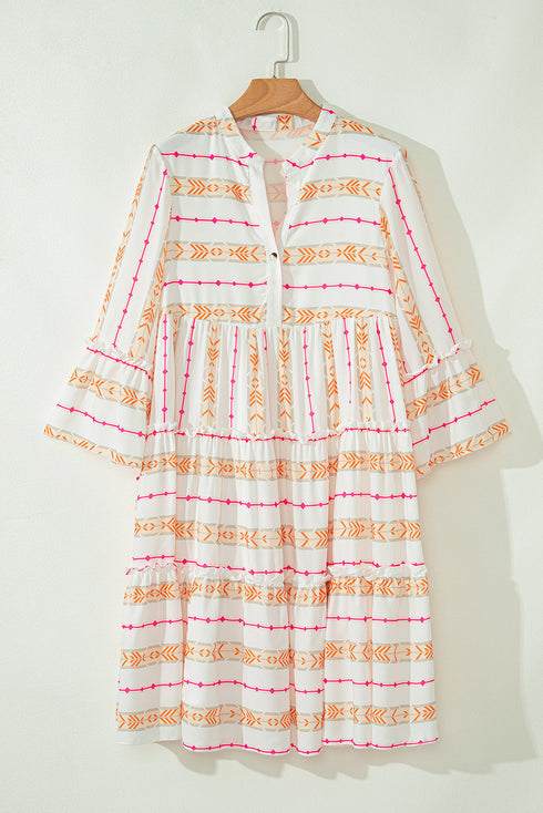 Coastal Breeze Ruffled Bohemian Dress