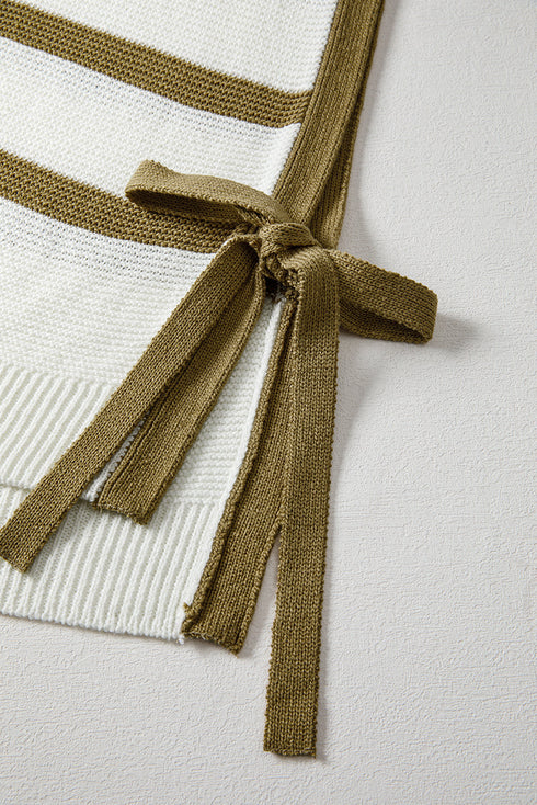 Coastal Breeze Striped Knit Open Side Tie Detail Sweater Top