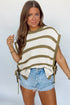 Coastal Breeze Striped Knit Open Side Tie Detail Sweater Top