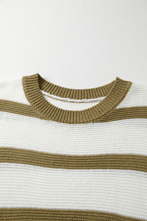 Coastal Breeze Striped Knit Open Side Tie Detail Sweater Top