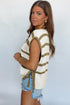 Coastal Breeze Striped Knit Open Side Tie Detail Sweater Top