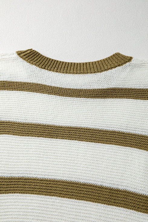 Coastal Breeze Striped Knit Open Side Tie Detail Sweater Top