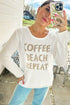Coffee Beach Repeat Rolled Edge Graphic Sweater