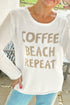 Coffee Beach Repeat Rolled Edge Graphic Sweater