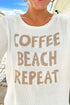 Coffee Beach Repeat Rolled Edge Graphic Sweater