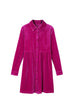 Collared Button Front Long Sleeve Velvet Shirt Dress