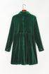 Collared Button Front Long Sleeve Velvet Shirt Dress
