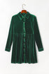 Collared Button Front Long Sleeve Velvet Shirt Dress