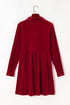 Collared Button Front Long Sleeve Velvet Shirt Dress
