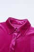 Collared Button Front Long Sleeve Velvet Shirt Dress
