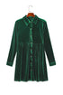 Collared Button Front Long Sleeve Velvet Shirt Dress