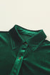 Collared Button Front Long Sleeve Velvet Shirt Dress