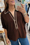 Collared Button V Neck Rick Rack Trim Blouse