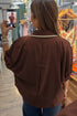 Collared Button V Neck Rick Rack Trim Blouse