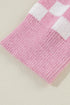 Collared Checkerboard Knit Button Placket Pullover Sweater