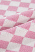 Collared Checkerboard Knit Button Placket Pullover Sweater