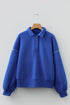 Collared Drop Shoulder Snap Placket Pullover Sweatshirt