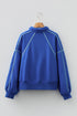 Collared Drop Shoulder Snap Placket Pullover Sweatshirt