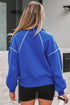 Collared Drop Shoulder Snap Placket Pullover Sweatshirt