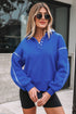 Collared Drop Shoulder Snap Placket Pullover Sweatshirt