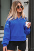 Collared Drop Shoulder Snap Placket Pullover Sweatshirt