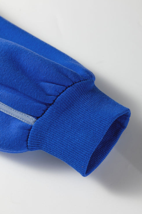 Collared Drop Shoulder Snap Placket Pullover Sweatshirt