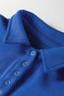 Collared Drop Shoulder Snap Placket Pullover Sweatshirt