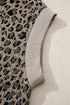 Collared Half Zip Cap Sleeve Animal Pattern Top