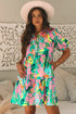 Collared Puff Sleeve Tiered Mini Shirt Dress