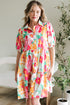 Collared Puff Sleeve Tiered Mini Shirt Dress