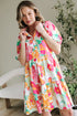 Collared Puff Sleeve Tiered Mini Shirt Dress