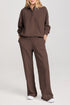 Collared Raglan Sweatshirt And Wide Leg Pant Set