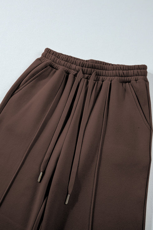 Collared Raglan Sweatshirt And Wide Leg Pant Set