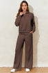 Collared Raglan Sweatshirt And Wide Leg Pant Set