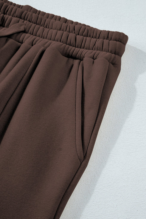 Collared Raglan Sweatshirt And Wide Leg Pant Set