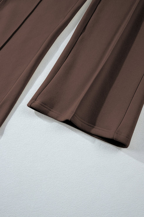 Collared Raglan Sweatshirt And Wide Leg Pant Set