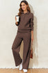 Collared Raglan Sweatshirt And Wide Leg Pant Set