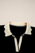 Collared Scallop Trim Long Sleeve Contrast Blocked Top
